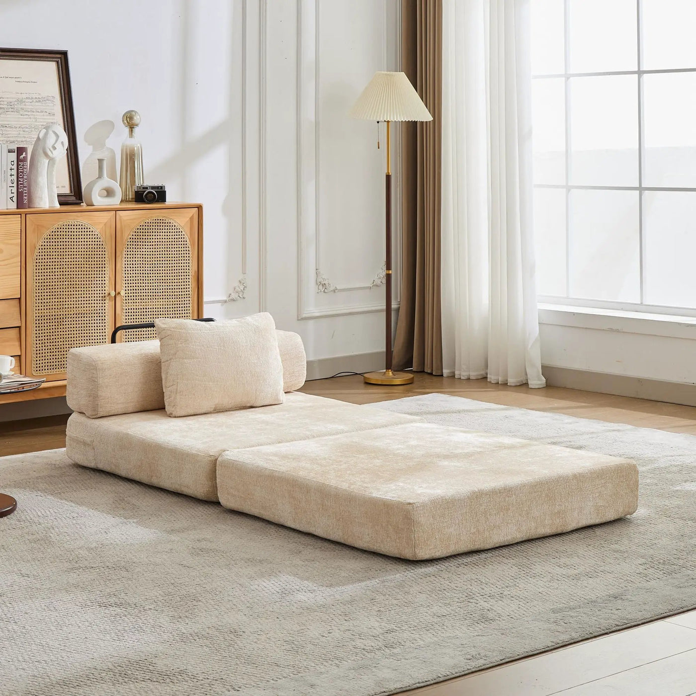 Convertible Floor Sofa Bed With Fixed Shape Frame For Living Room by HouseOfZazla