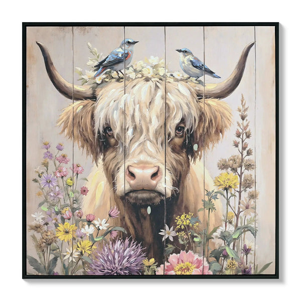 Highland Cow Wall Decor, Picture Canvas Art Print For Living Room - Camel / Brown