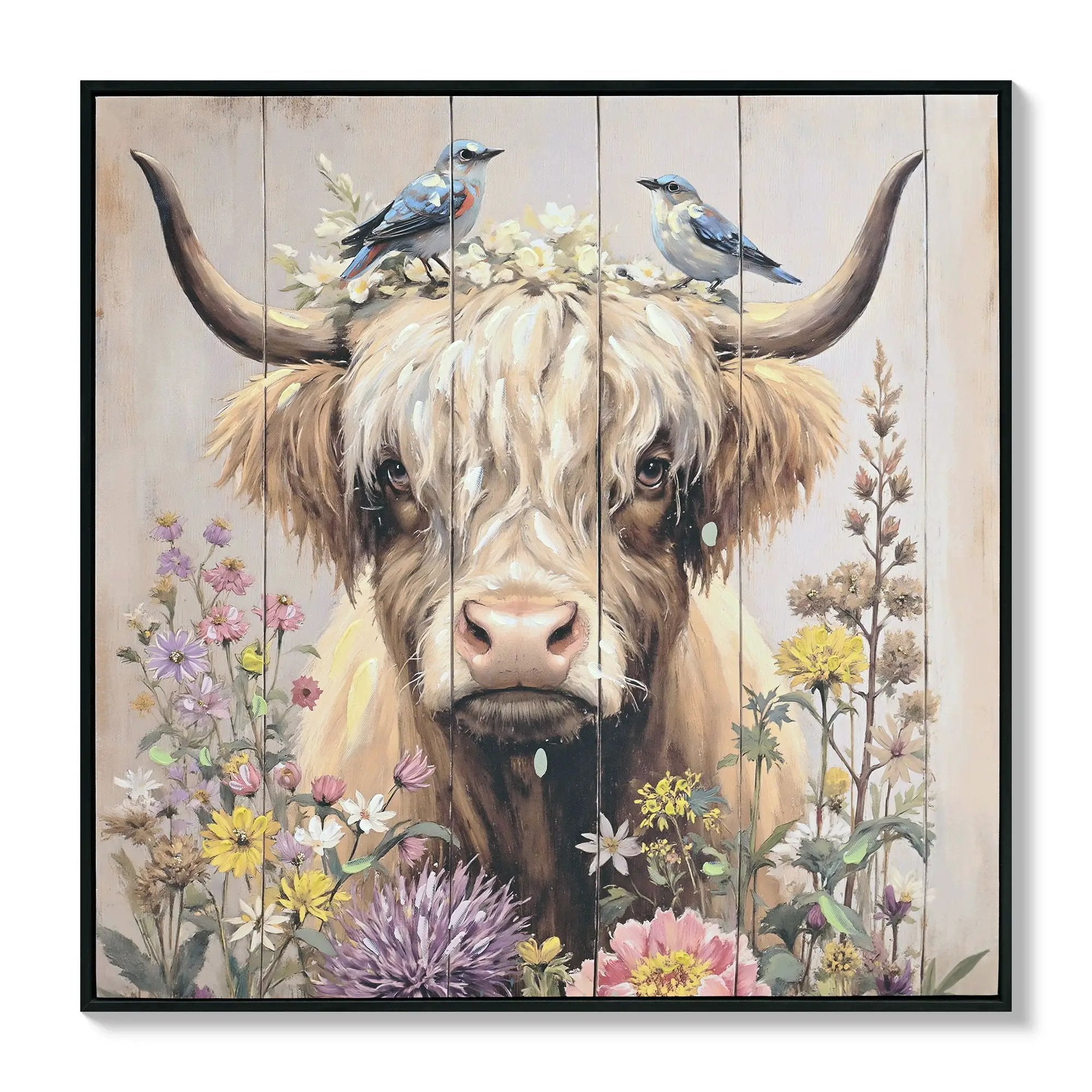 Highland Cow Wall Decor, Picture Canvas Art Print For Living Room - Camel / Brown by Unique Piece Furniture