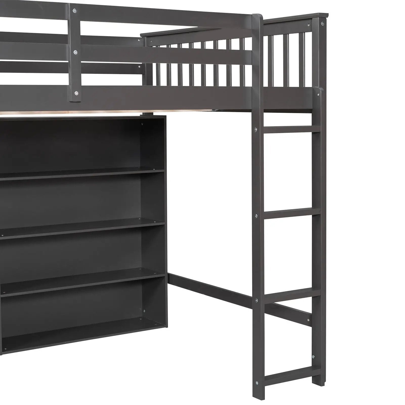 Loft Bed With 8 Open Storage Shelves And Built In Ladder by HouseOfZazla
