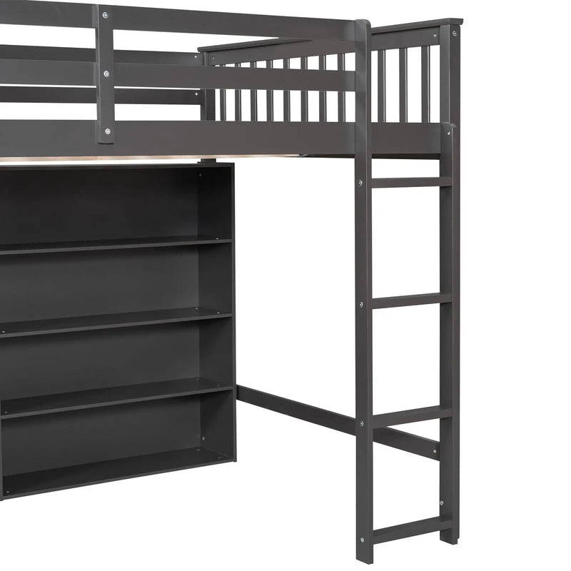 Loft Bed With 8 Open Storage Shelves And Built In Ladder by HouseOfZazla