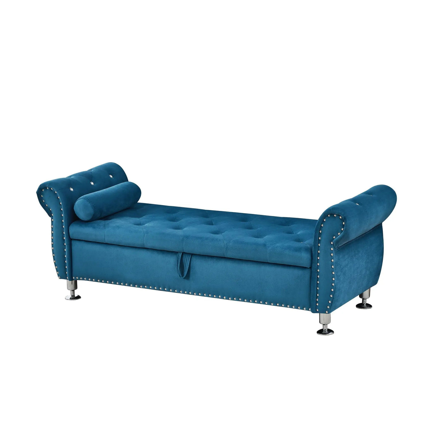 Storage Bench With Crystal Buttons And 1 Pillow For Bedroom by HouseOfZazla