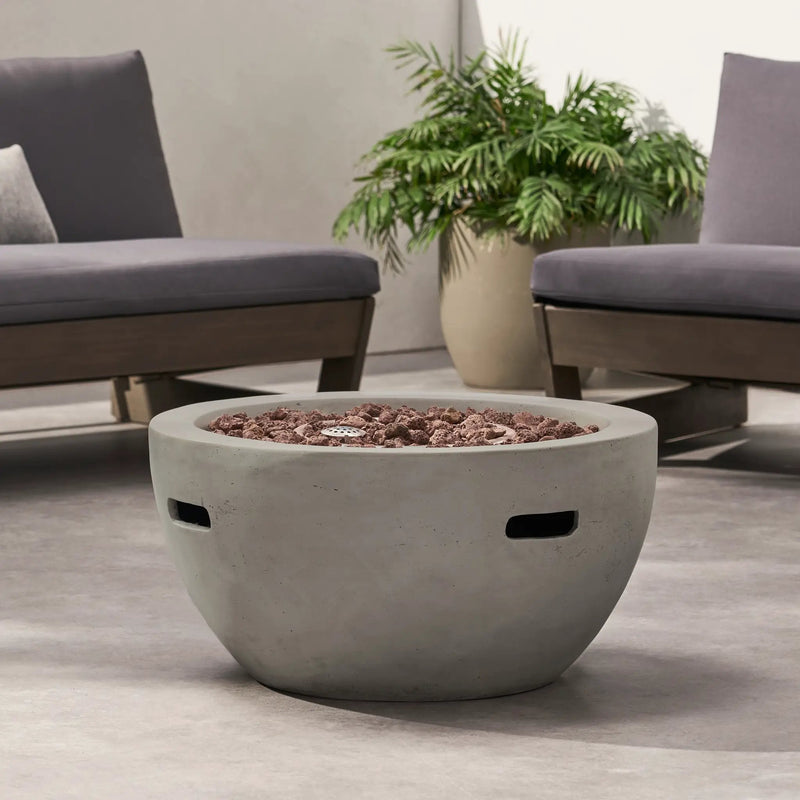 27' Bowl Shaped MGO 40,000 BTU Propane Fire Pit, Light Grey (Tank Cover not Included) by HouseOfZazla