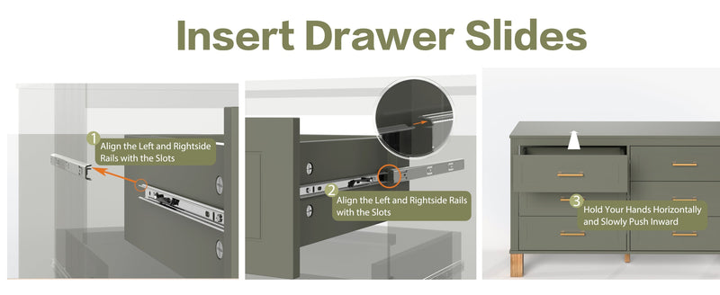 6-Drawer Double Dresser in Olive by HouseOfZazla