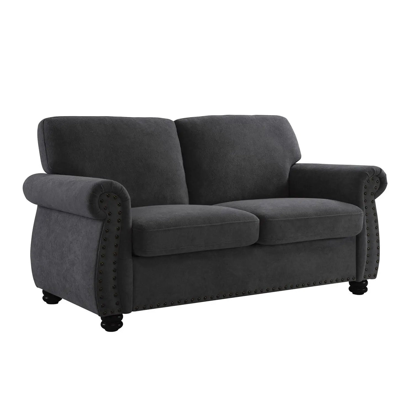 Soft Loveseat, Upholstered 2 Seater Couch, Loose Back Cushions And Turned Legs by Unique Piece Furniture