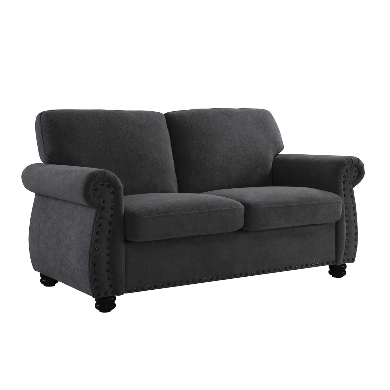 Soft Loveseat, Upholstered 2 Seater Couch, Loose Back Cushions And Turned Legs by HouseOfZazla