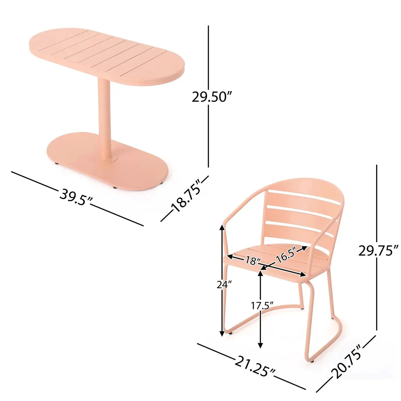 3 Piece Elegant Outdoor Bistro Set With 2 Chairs And Oval Table by HouseOfZazla