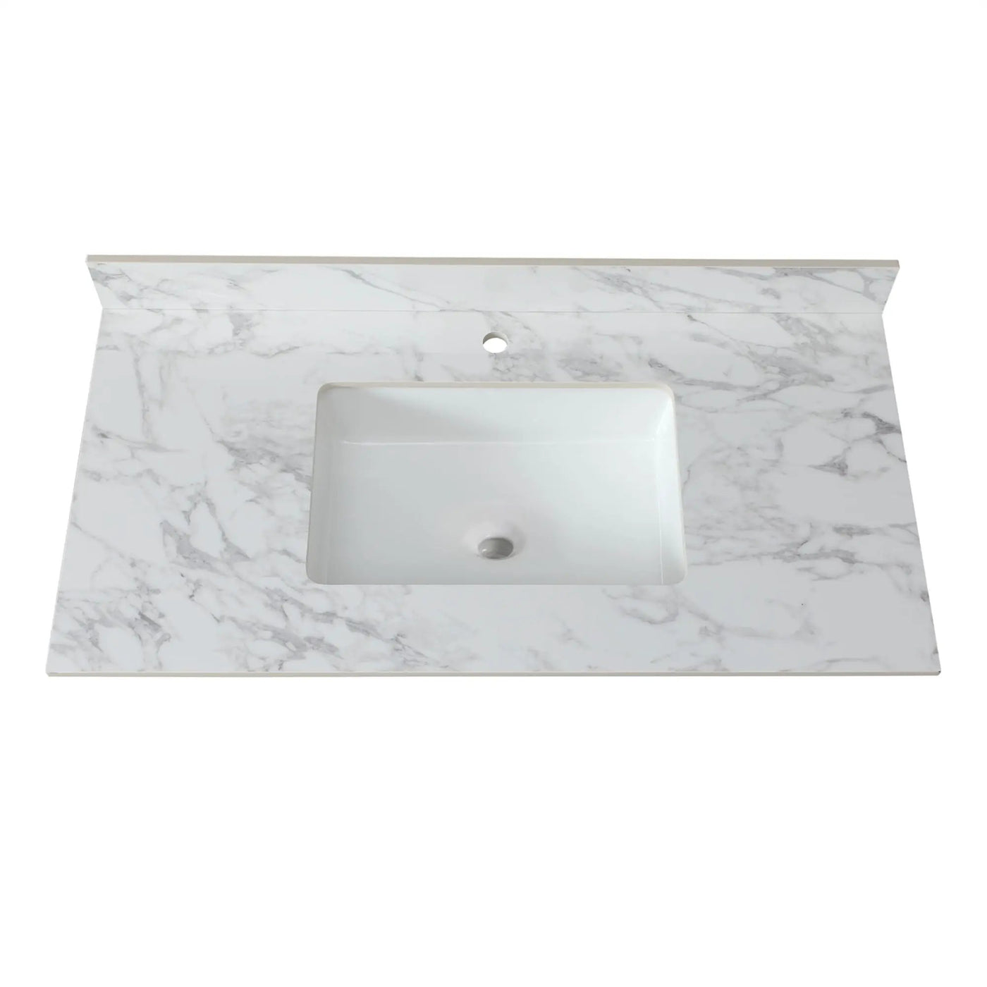 Elegant Bathroom Vanity Top With Rectangular Ceramic Sink And Backsplash by HouseOfZazla