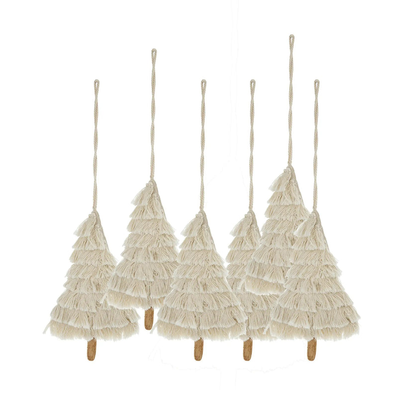 Fringes Embellished Tree Shape Ornament Set of 6 by HouseOfZazla