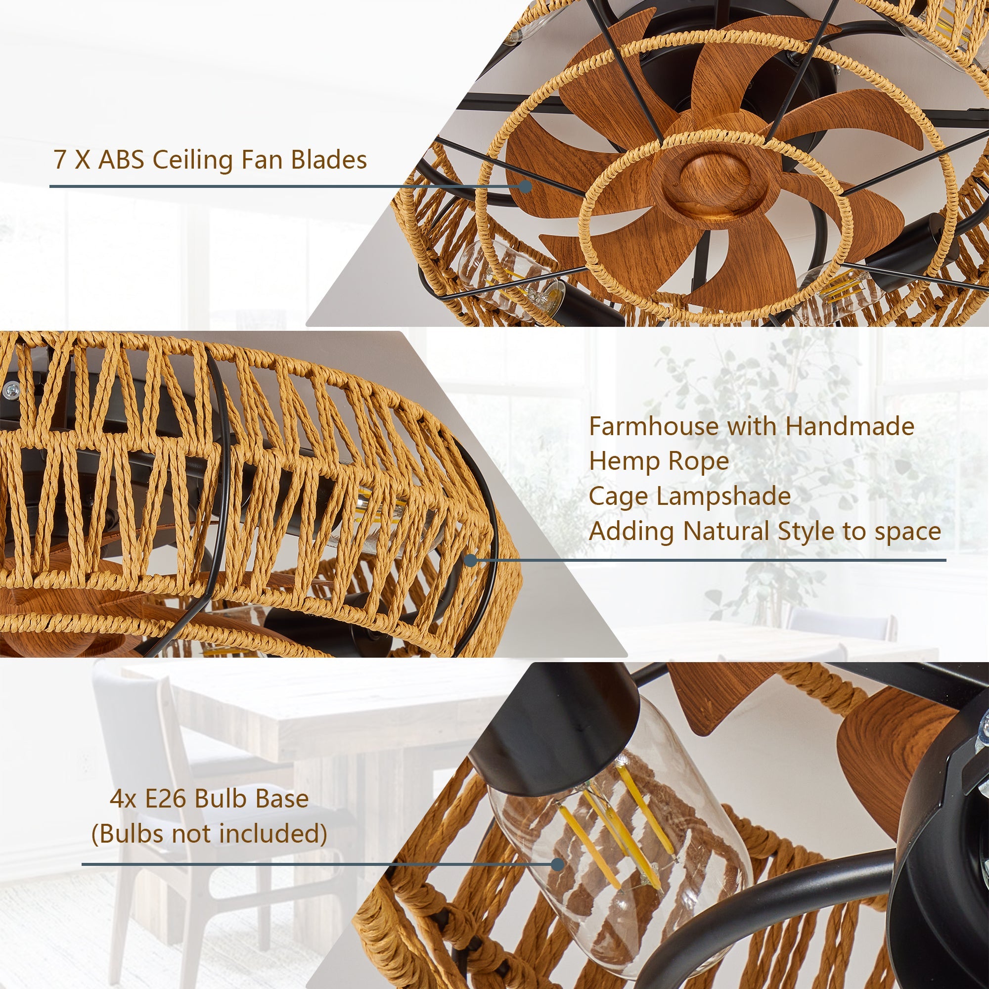 19" Caged Ceiling Fan with Lights and Remote by HouseOfZazla