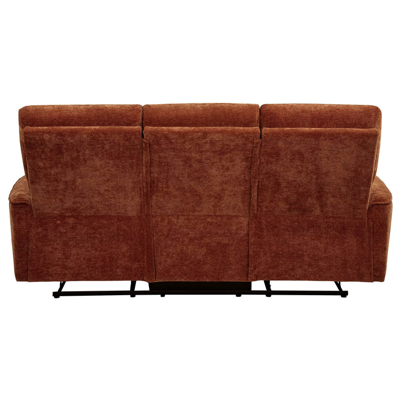 Navarro Chenille Upholstered Reclining Sofa Burnt Orange by Unique Piece Furniture