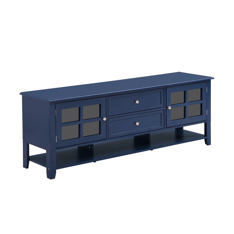 TV Stand, Entertainment Center With Dual Drawers And Hidden Storage, Cabinet With Soft Closing Doors And Sleek Panel Design by HouseOfZazla
