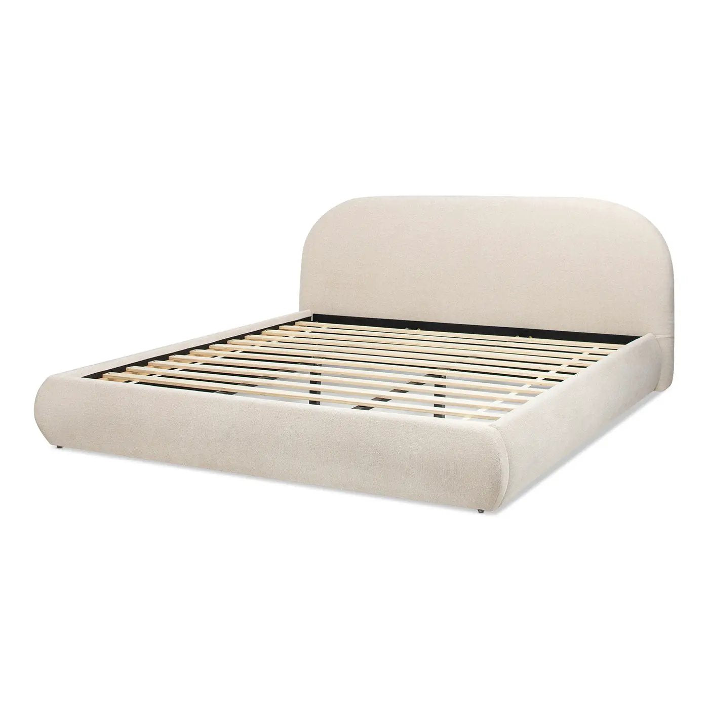 Archie Puffy Grounded Upholstered Platform Bed - Oatmeal Light by HouseOfZazla
