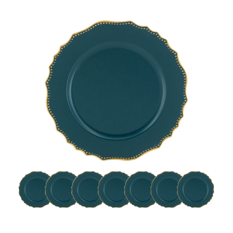 Premium Plastic Charger Plate Set of 8 with Vibrant Design - Blue