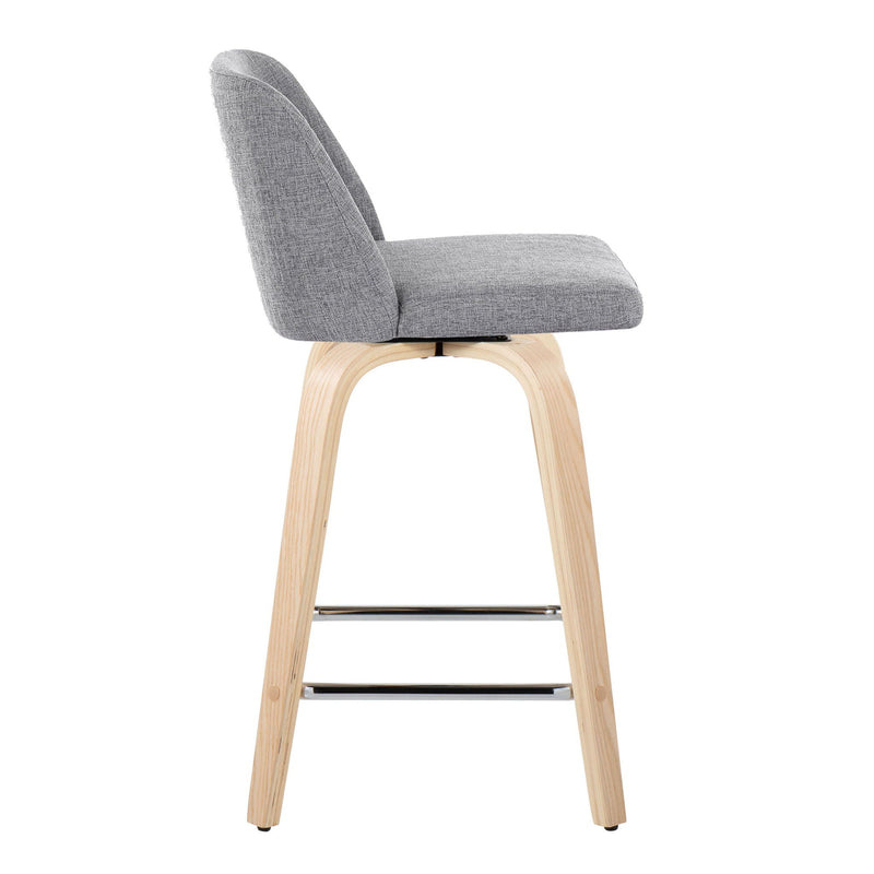 Toriano - Contemporary Fixed Height Counter Stool With Swivel With Square Footrest (Set of 2) by HouseOfZazla