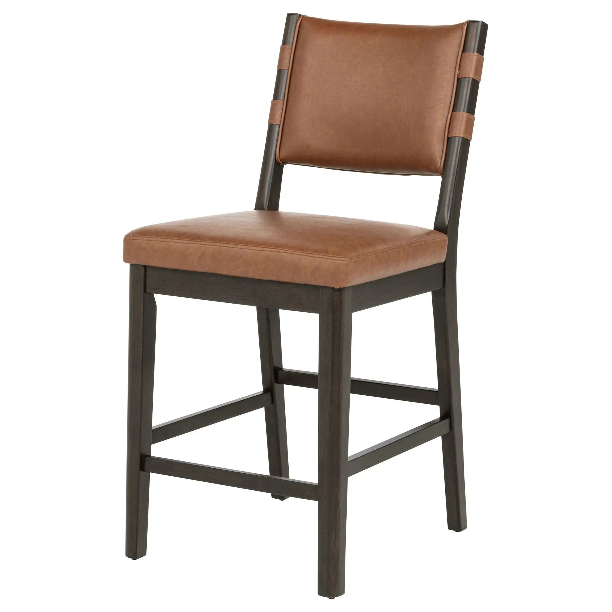 Tegan Faux Leather Upholstered Counter Height Chair Cognac (Set of 2) by Unique Piece Furniture