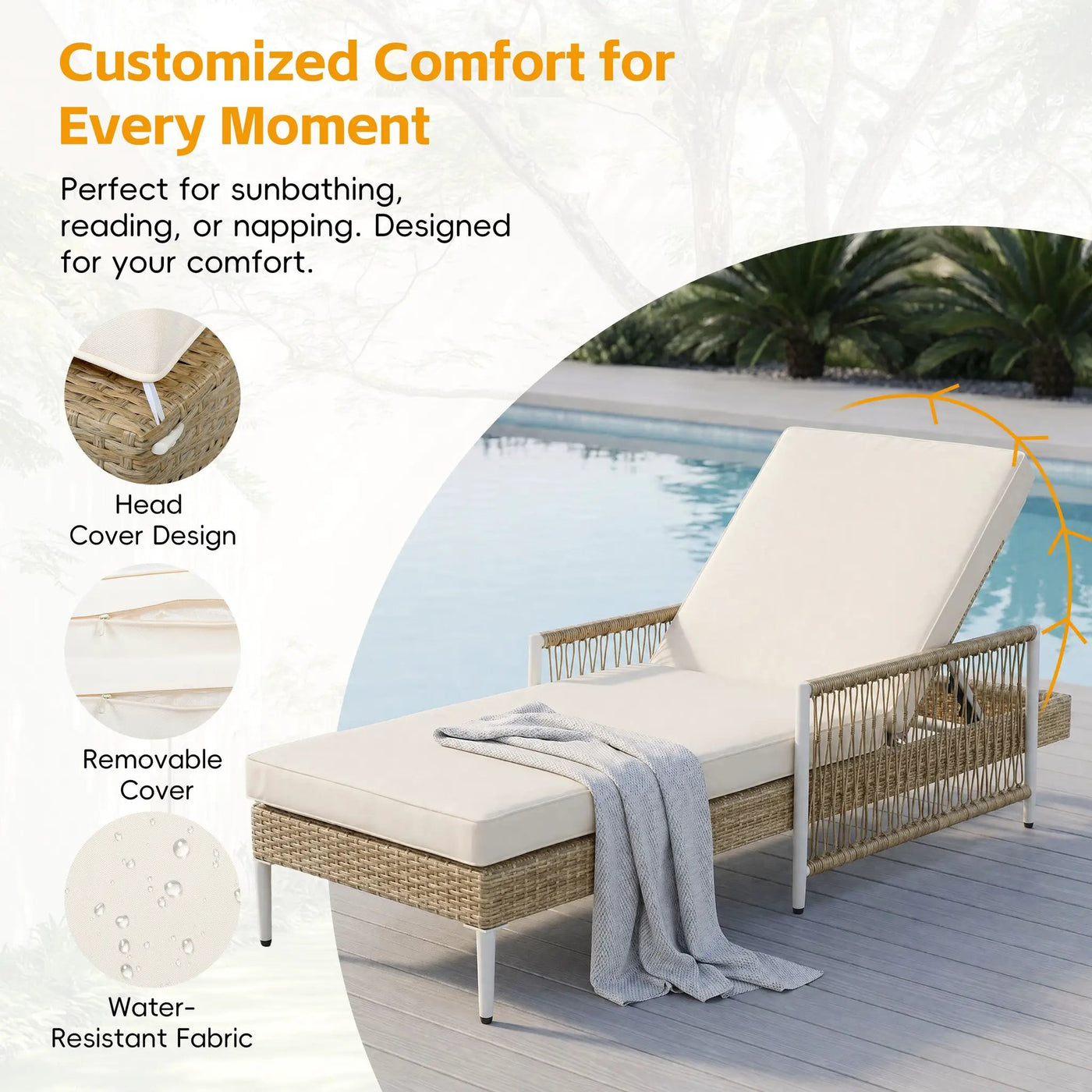 TOPMAX Outdoor All-Weather PE Rattan Chaise Lounge by HouseOfZazla