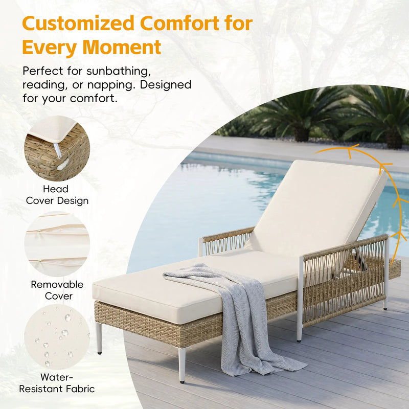 TOPMAX Outdoor All-Weather PE Rattan Chaise Lounge Set of 2 by HouseOfZazla