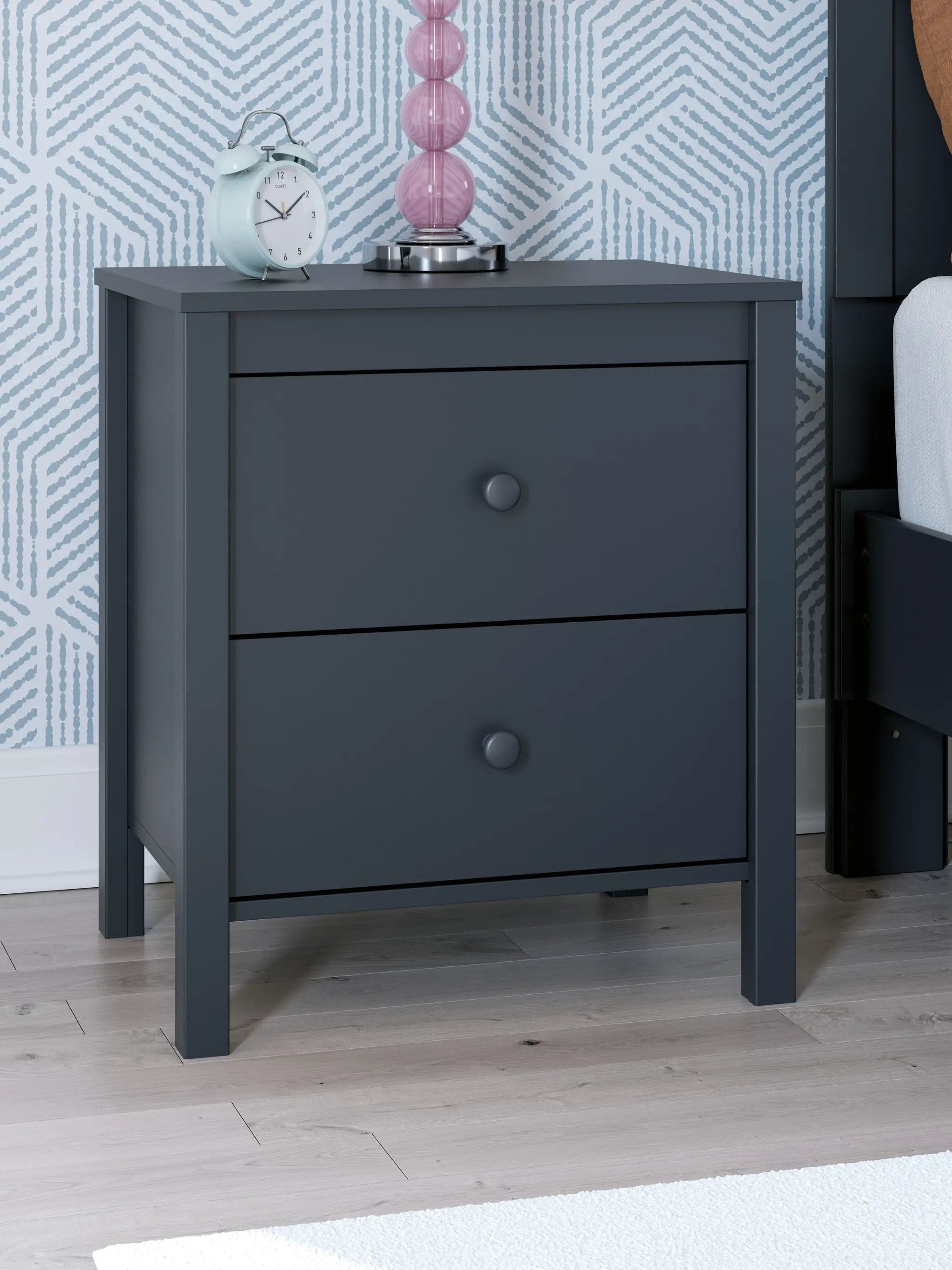 Simmenfort - Two Drawer Night Stand - Navy Blue by Unique Piece Furniture