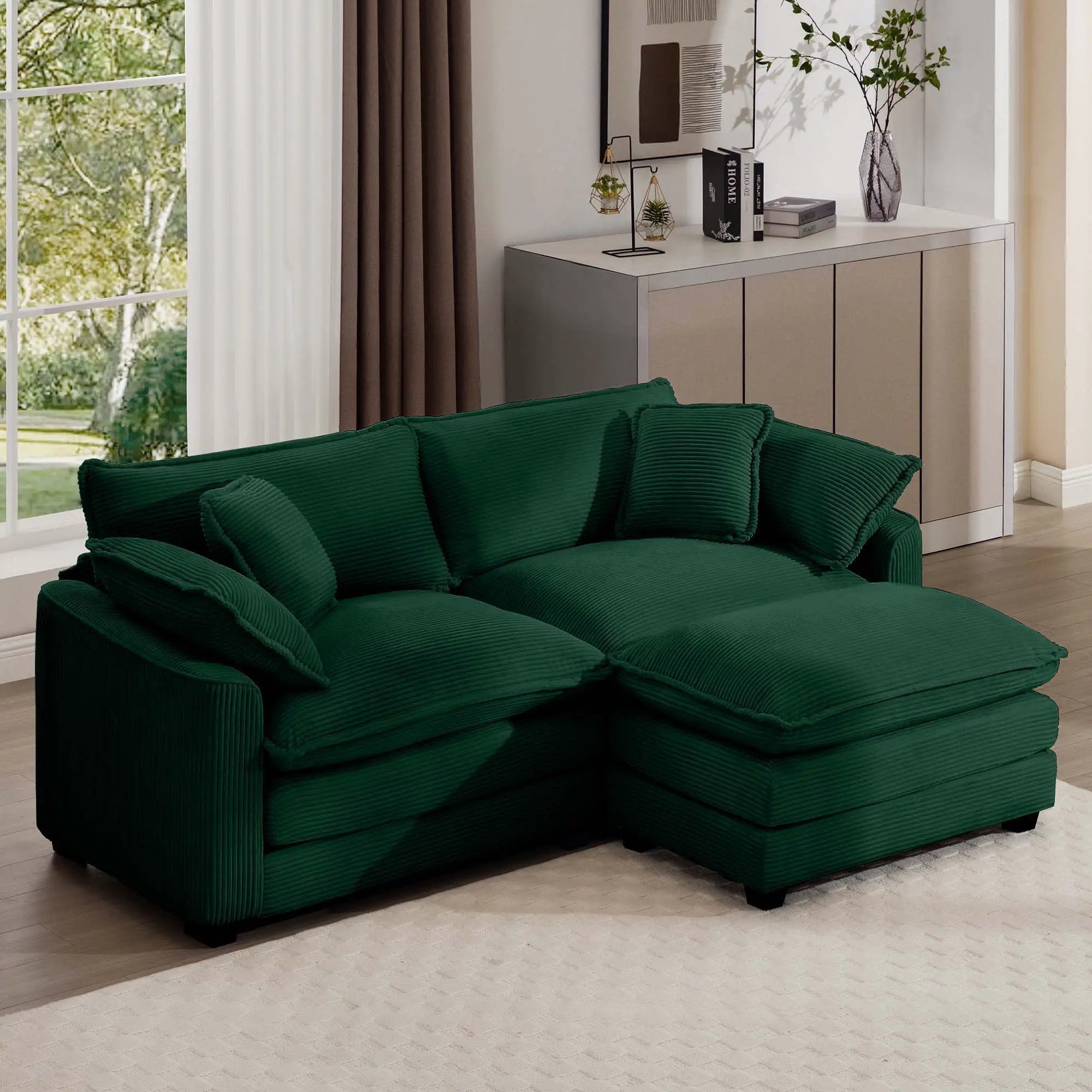 Modern Oversized Modular Cushion Sofa With Ottoman, Low Back, Deep Seating Sofa Set by HouseOfZazla