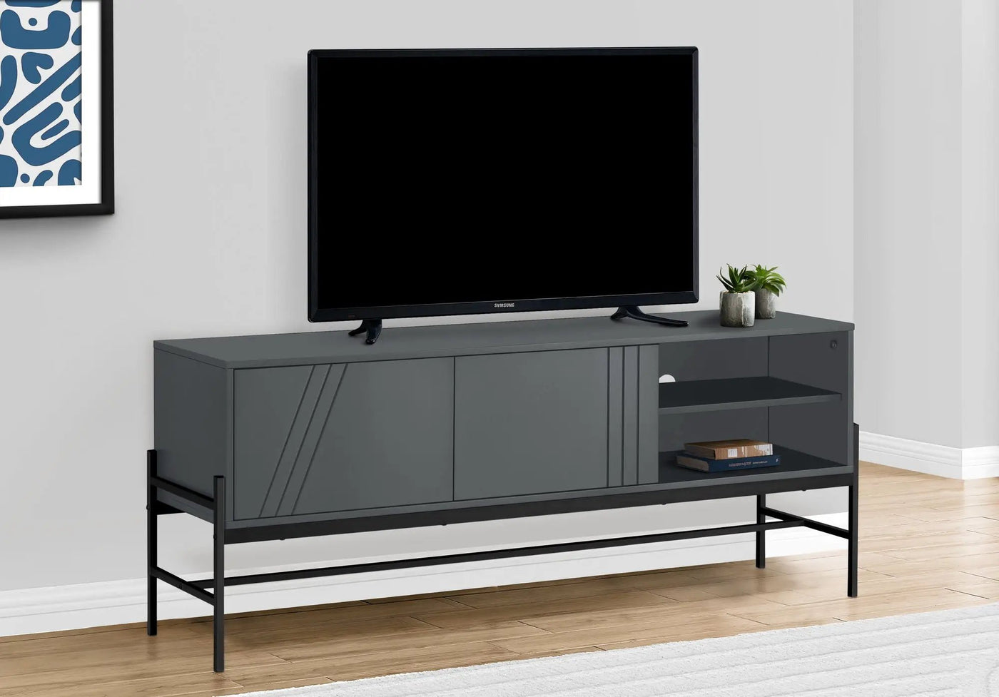 Contemporary 60-Inch TV Stand Console with Storage Cabinet by HouseOfZazla
