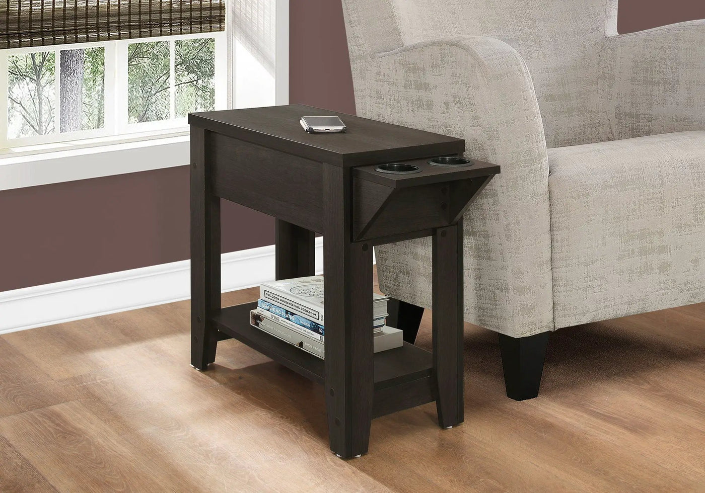 Accent Side Table with Storage and Built-In Lamp by HouseOfZazla