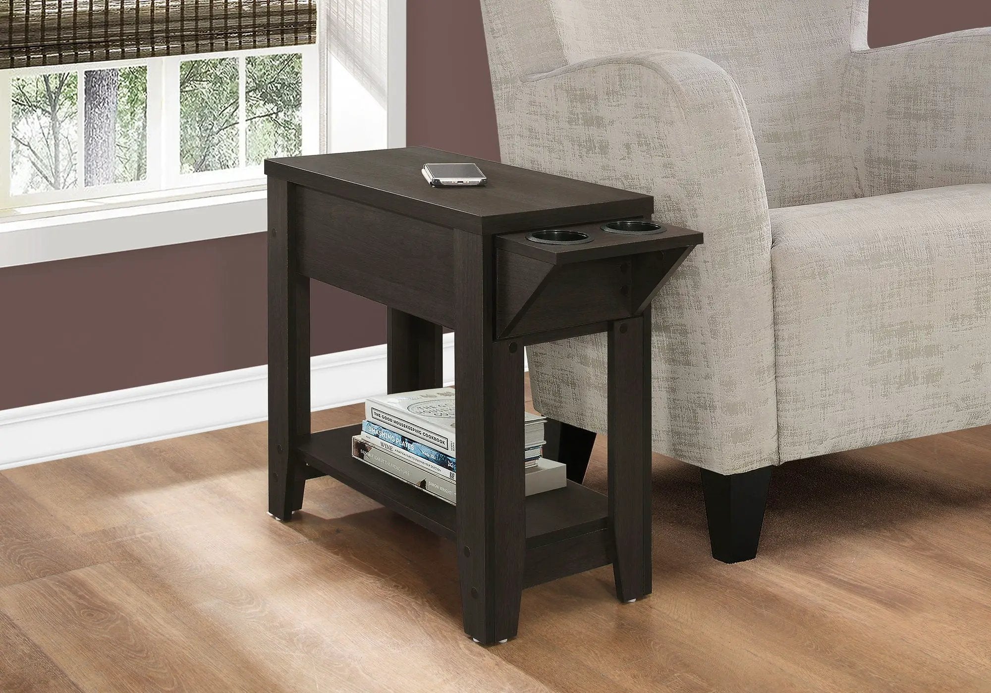 Accent Side Table, Storage, Lamp, Transitional Space-Saving Design by Unique Piece Furniture