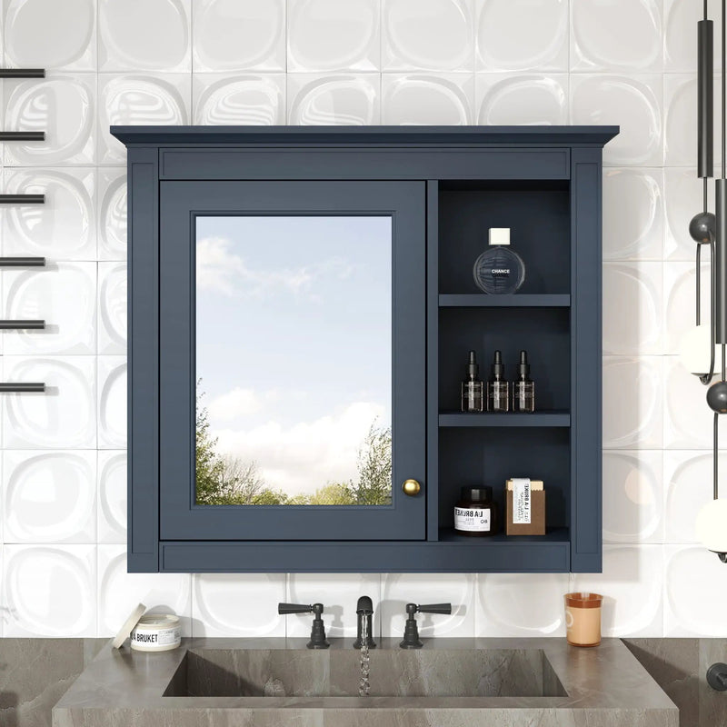 Wall Mounted Medicine Cabinet With Mirror and 3 Open Shelves by HouseOfZazla