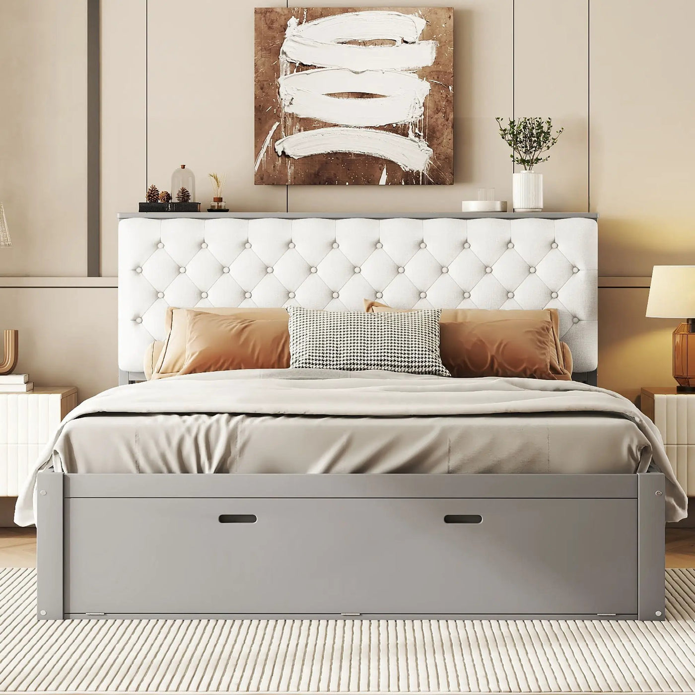 Platform Bed With Storage Headboard, Shoe Rack And 4 Drawers by HouseOfZazla