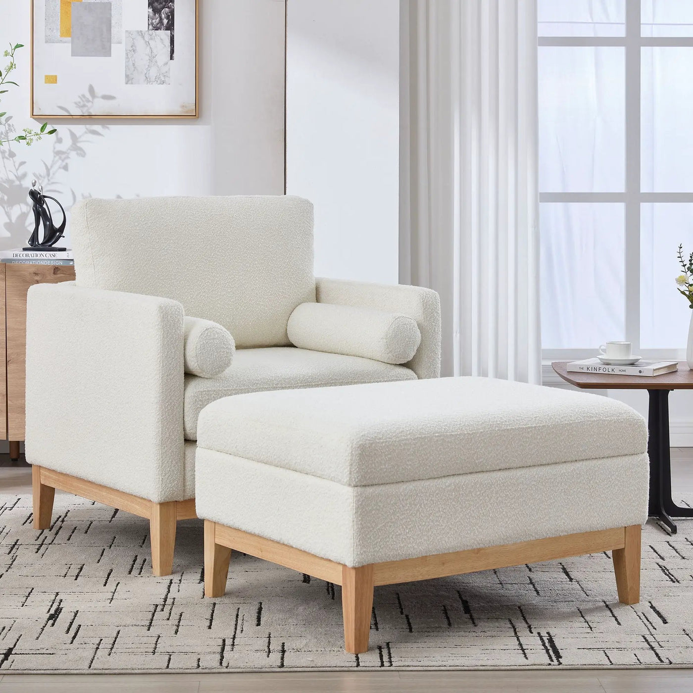 Oversized 360 Degree Swivel Barrel Accent Chair And Ottoman Set With Storage by HouseOfZazla