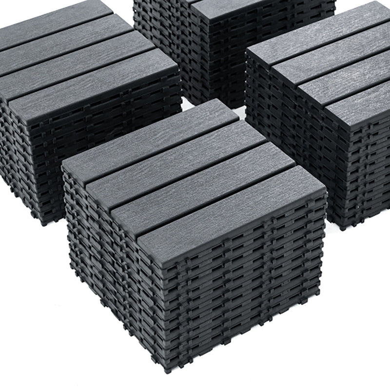 Plastic Interlocking 44 Pack Patio Deck Tiles, Square Waterproof Outdoor All Weather Use by HouseOfZazla