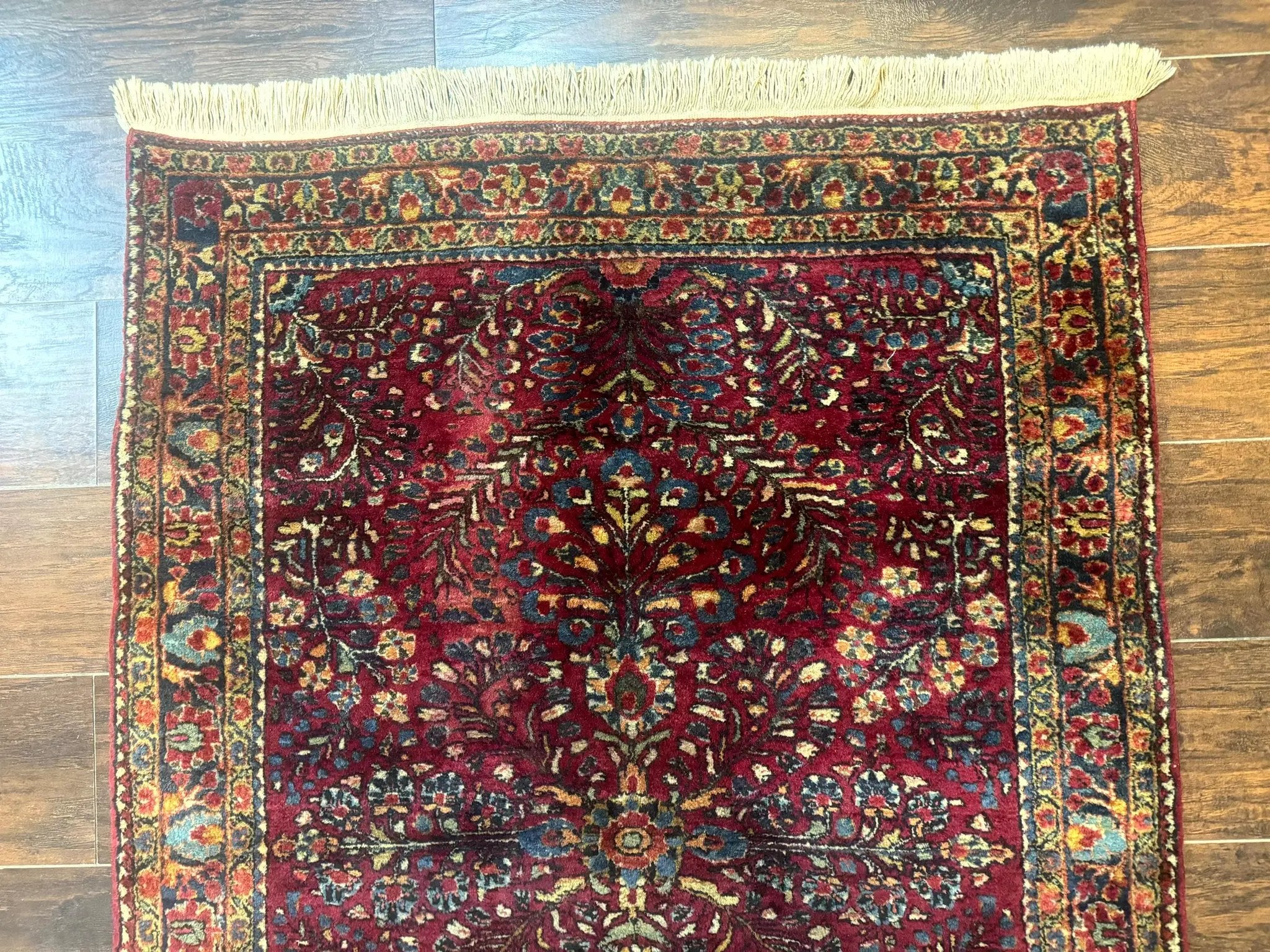 Antique Persian Sarouk Rug 3.6 x 5, Red, 1920s Persian Carpet by Jewel Rugs