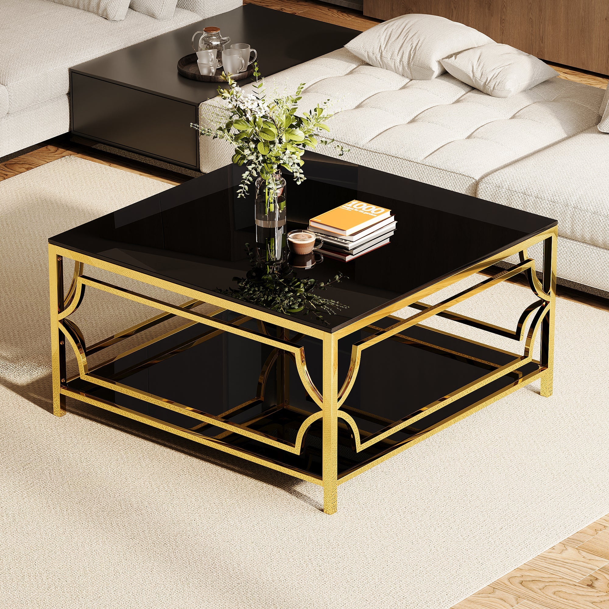 Square Glass Coffee Table in 33.5" by HouseOfZazla