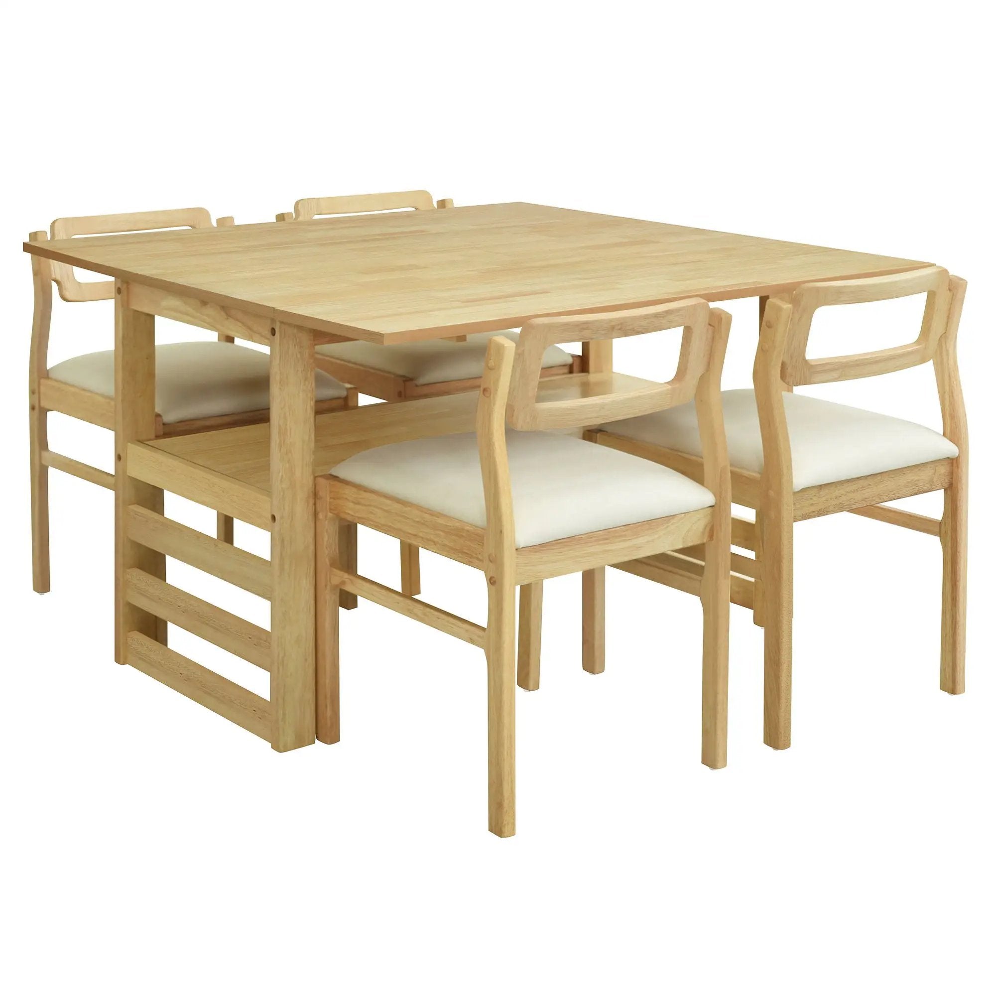5 Piece Extendable Wood Square Dining Table Set With 2 Drop Leaves by HouseOfZazla