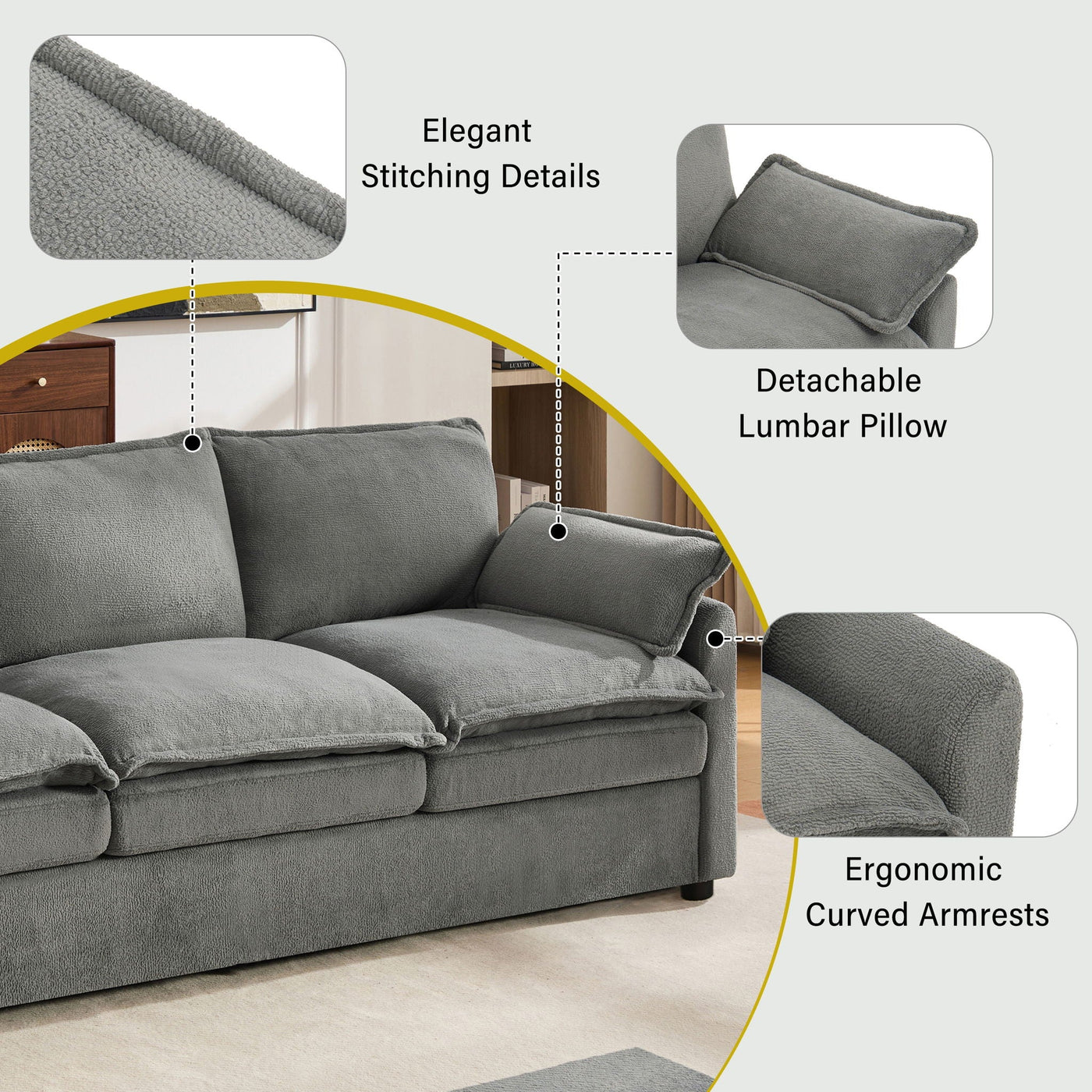 Modern Sofa Set With Double Layer Cushion And Side Storage Pockets by HouseOfZazla