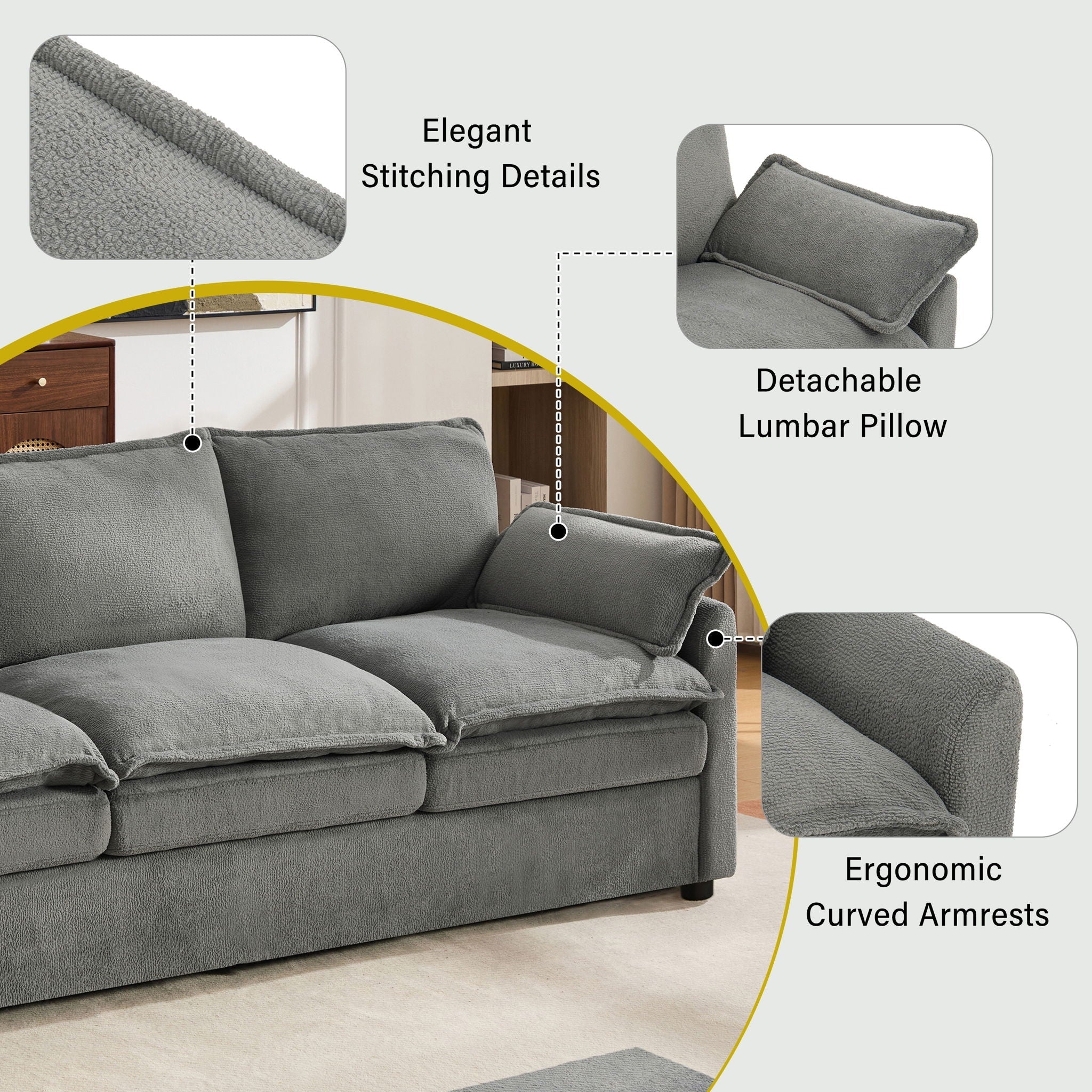 Modern Sofa Set With Double Layer Cushion And Side Storage Pockets by HouseOfZazla