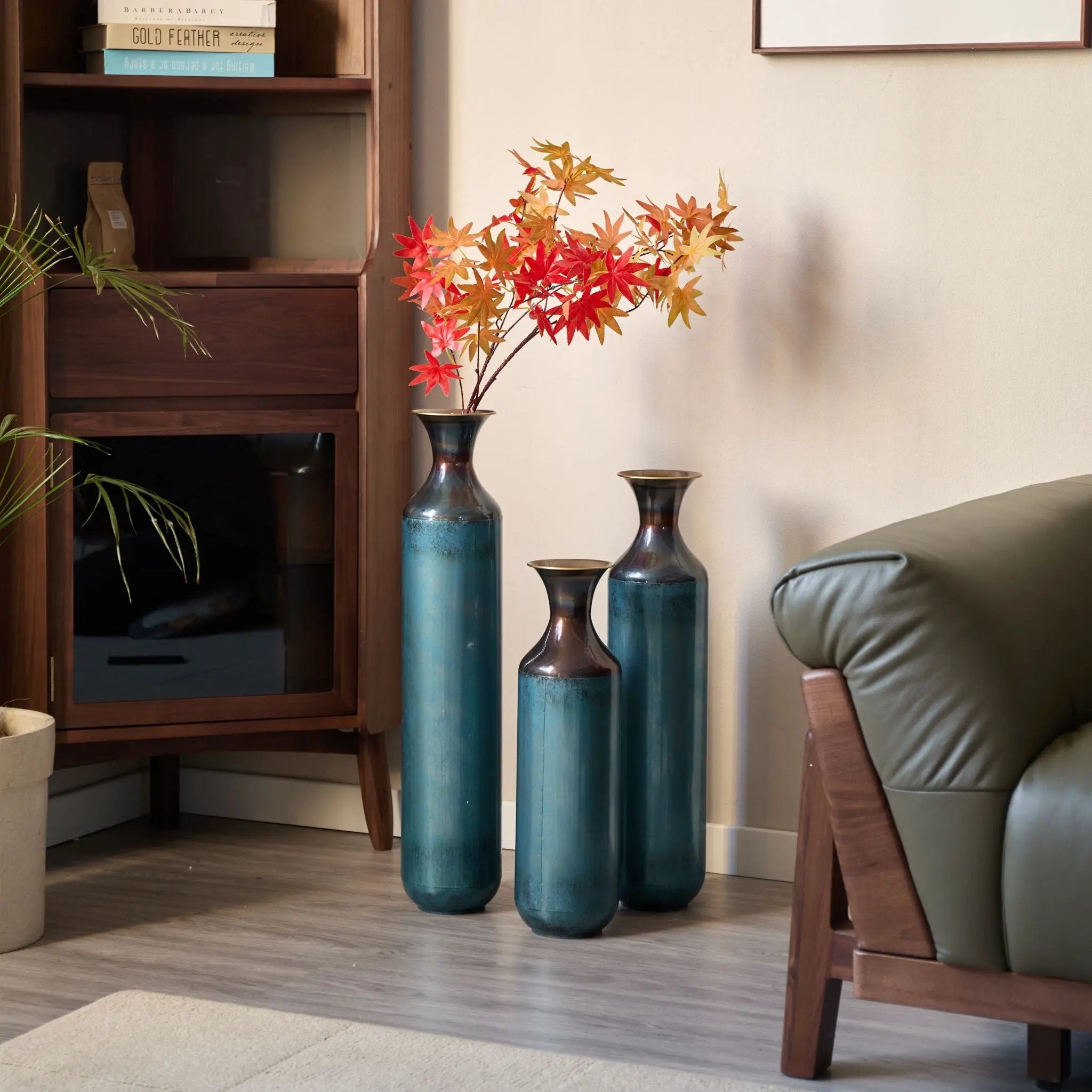 Modern Droplet Shaped Floor Vase Set, 3 Piece Home Decor by Unique Piece Furniture
