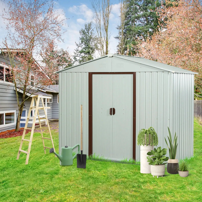 Outdoor Metal Storage Shed Yx48 - White by HouseOfZazla