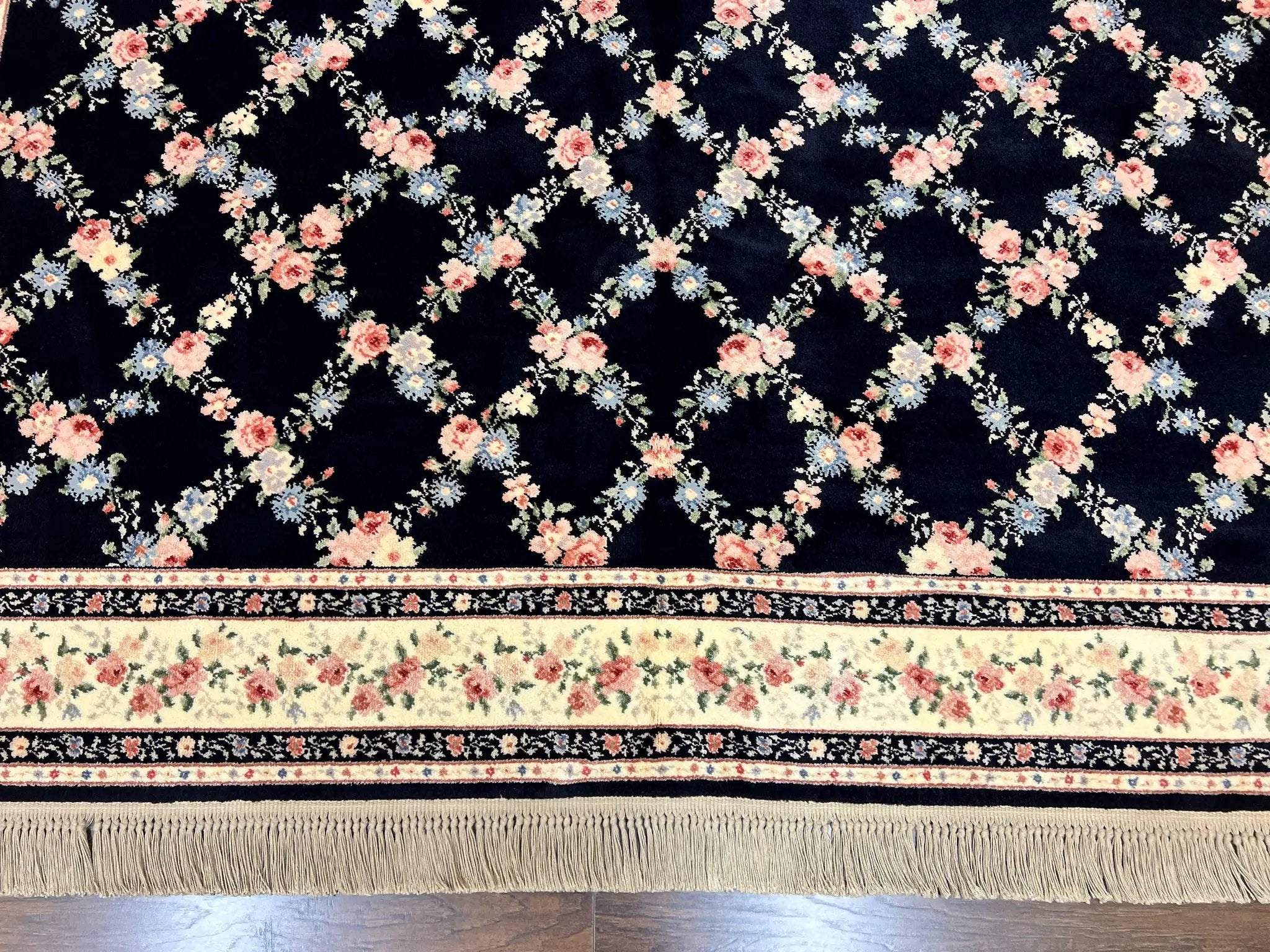 Karastan Rug 8' 8" x 12" Garden of Eden Collection Ebony Trellis #509/1270, Wool Pile Discontinued Vintage Karastan Carpet, Room Sized Rug by Jewel Rugs