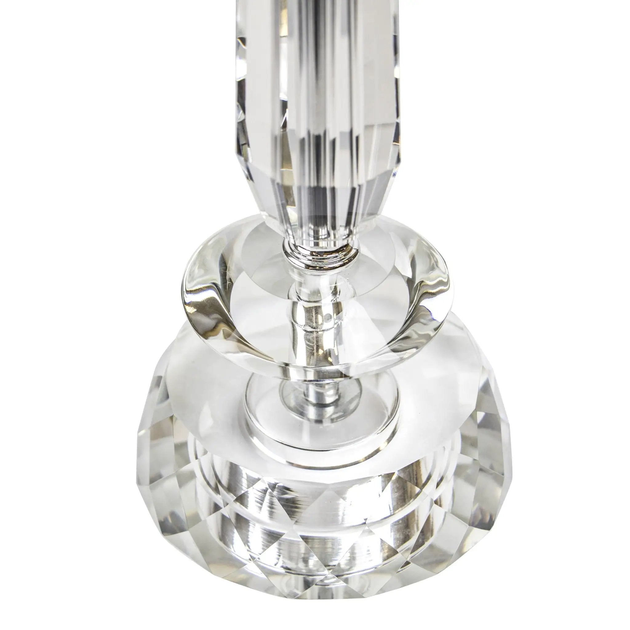 Karat - Contemporary Crystal Table Lamp (Set of 2) - Clear Crystal / Chrome / White Softback by HouseOfZazla