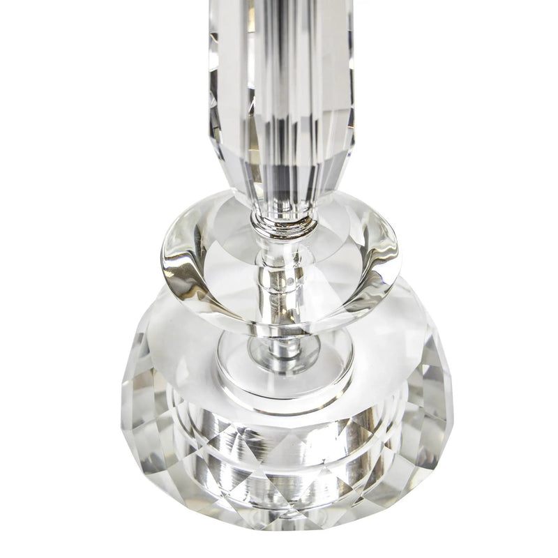 Karat - Contemporary Crystal Table Lamp (Set of 2) - Clear Crystal / Chrome / White Softback by HouseOfZazla