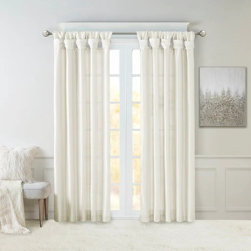 Twist Tab Lined Window Curtain Panel White 50x108 by HouseOfZazla