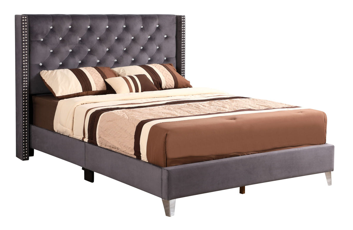 Upholstered Nailhead Trim Chic Bed with Tufted Headboard - Multiple Colors, photo 18 of 40