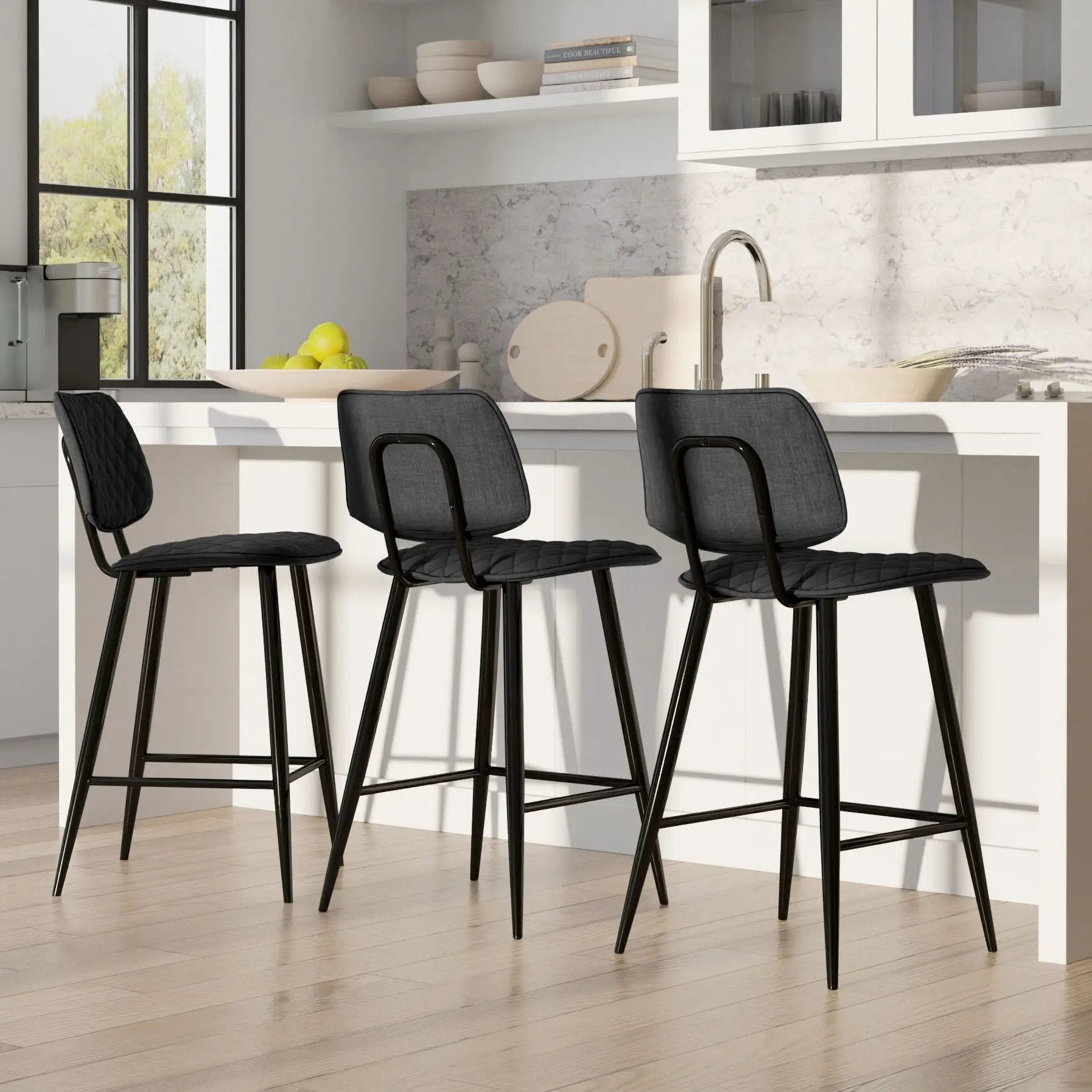 Raya - Upholstered Counter Height Stool (Set of 2) by HouseOfZazla