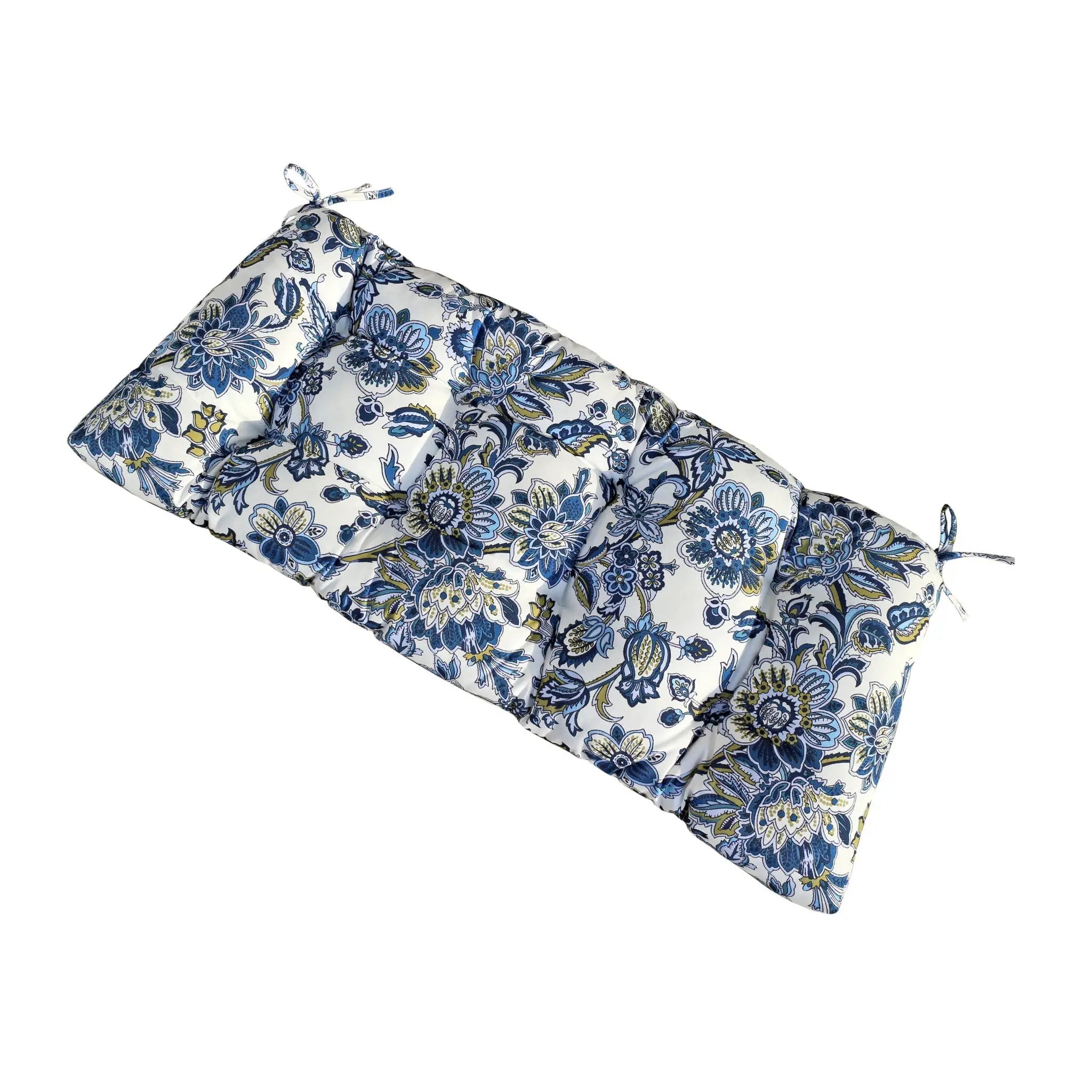 Outdoor Bench Cushions With Secure Tie Down Straps - Blue / Multi by HouseOfZazla