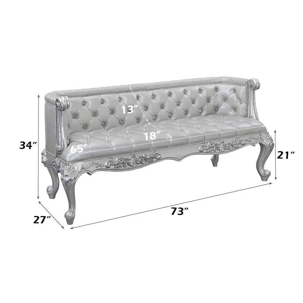 Valkyrie - Bench - Synthetic Leather & Antique Platinum by Unique Piece Furniture