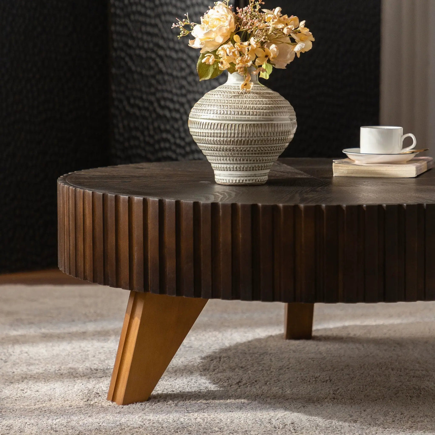 Round Retro Coffee With Solid Wood Legs by HouseOfZazla