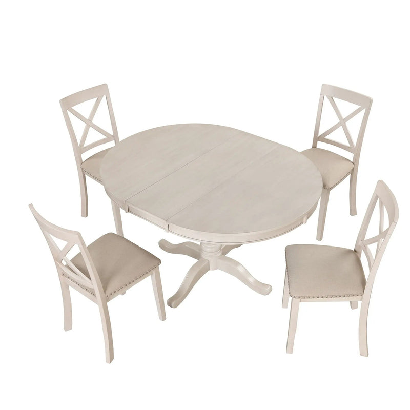 Modern Dining Table Set For 4, Round Table And 4 Kitchen Room Chairs, 5 Piece Kitchen Table Set For Dining Room, Dinette, Breakfast Nook by HouseOfZazla