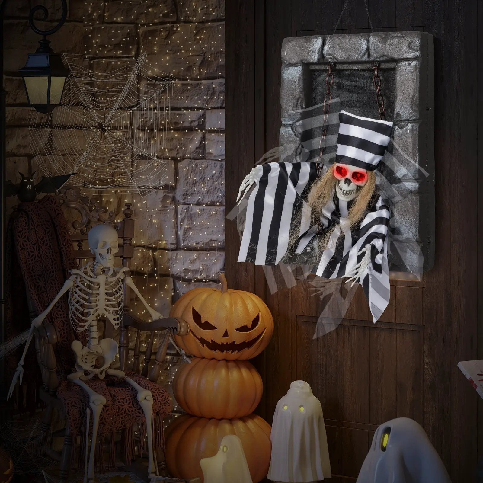 Animated Halloween Decoration 18 Inch Hanging Skull Prisoner by DirectDeals