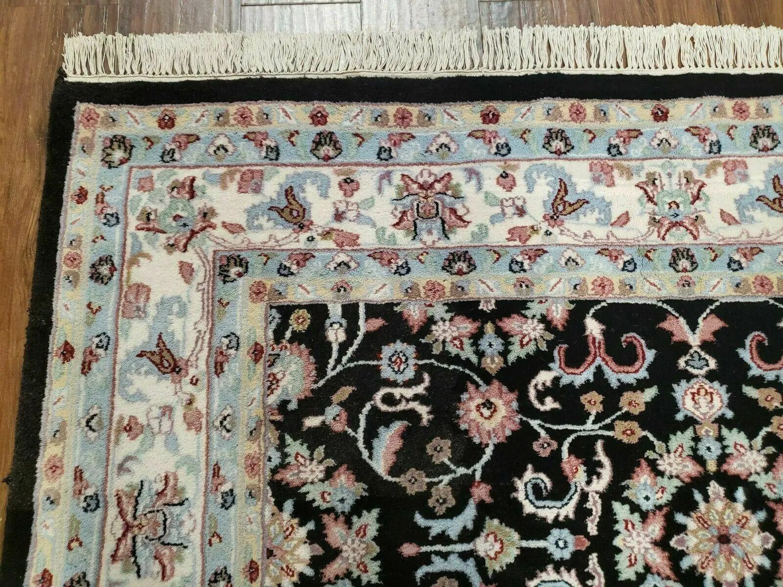 6' X 9' Handmade Indian Agra Wool Rug Carpet Vegetable Dyes Black by Jewel Rugs